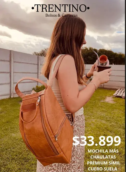Mochila Matera Premium Símil Cuero Suela