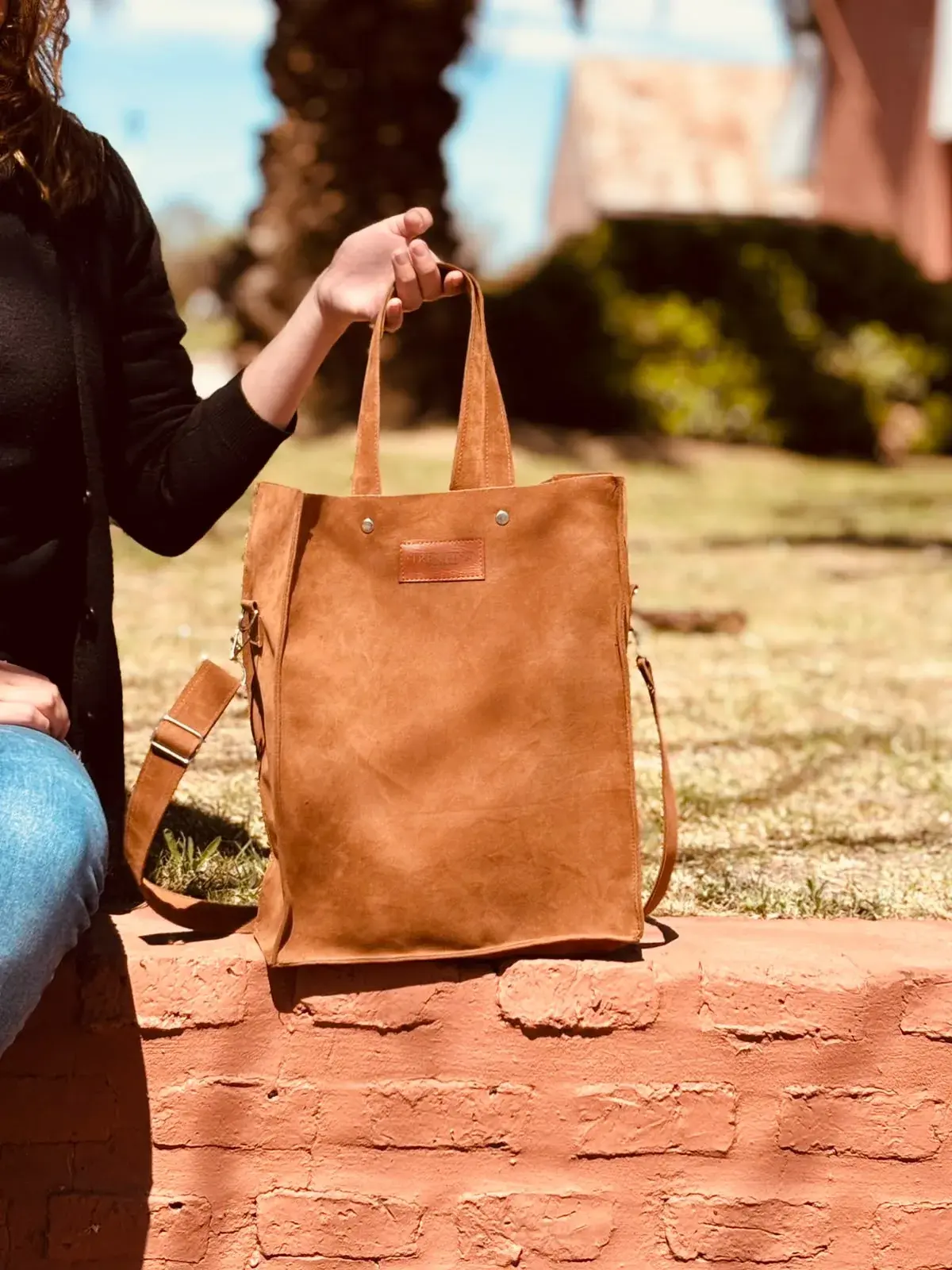 Bolso matero cuero gamuzado